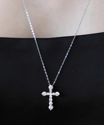 Tatiana (Silver 925) Dazzle Cross Pendant Long Necklace Nz2481