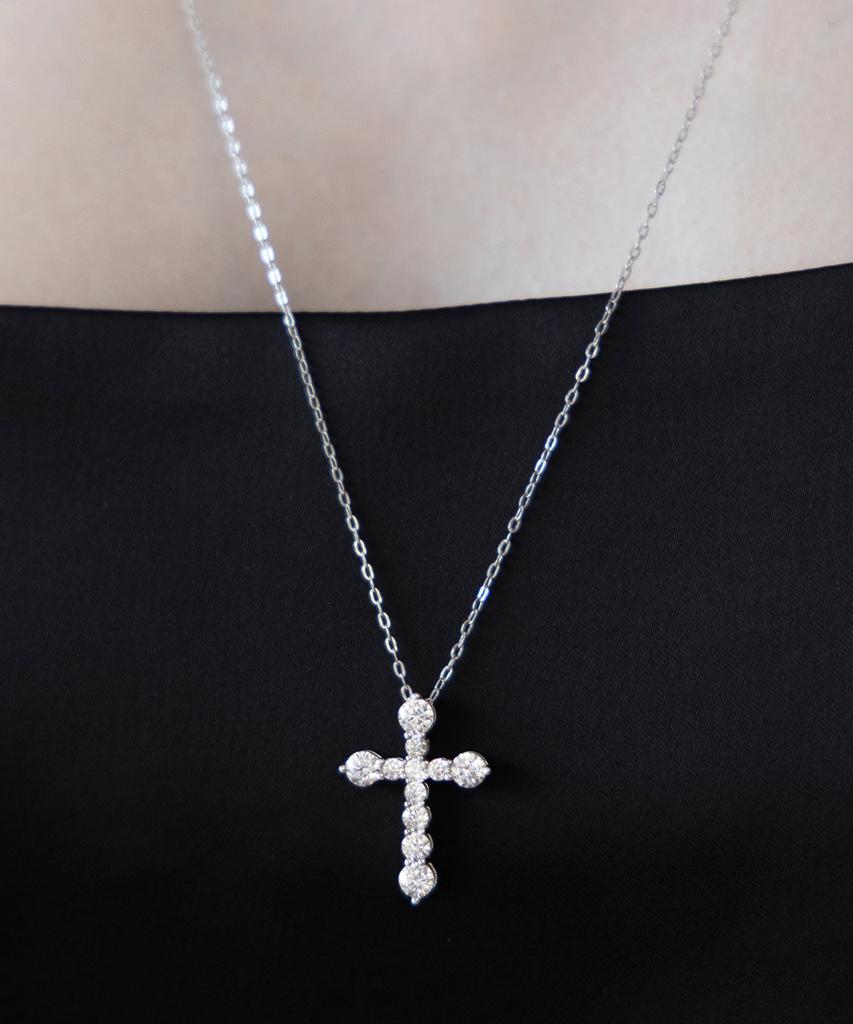 Tatiana (Silver 925) Dazzle Cross Pendant Long Necklace Nz2481