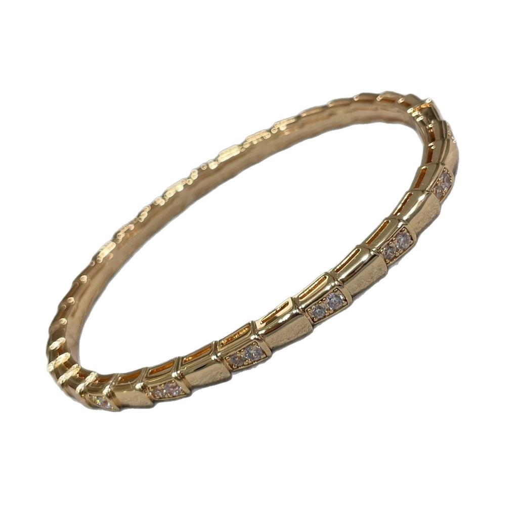 V Gold Snake Bone Bracelet Women's 18k Rose Gold Full Diamond Snake Bracelet White Shell Diamond Seiko Bracelet
