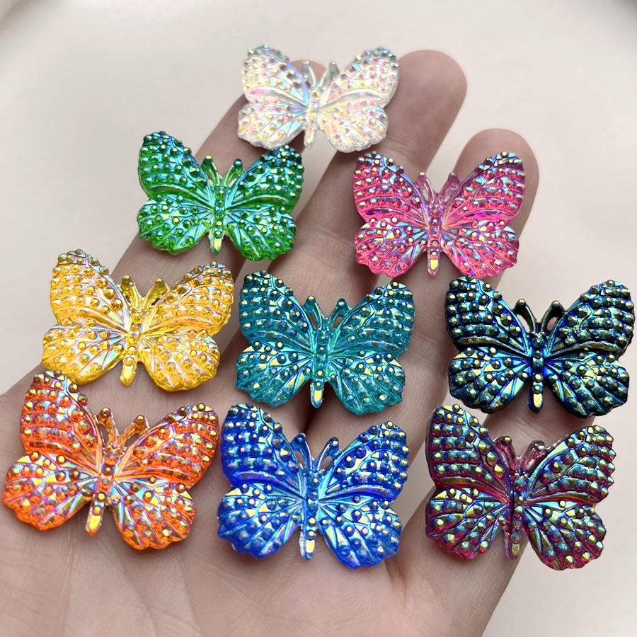 New 30*23mm  AB color Resin Butterfly Rhinestone diy hair accessories Flat back Scrapbook Flat back wedding decoration 10pcs/lot