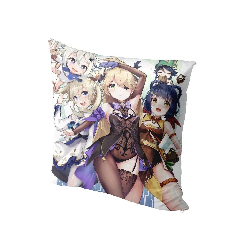 Anime Cartoon Genshin Series Printed Pillowcase Cute Kawaii Pink Bedside Bedroom Sofa Cushion Cover Body Pillow Case x