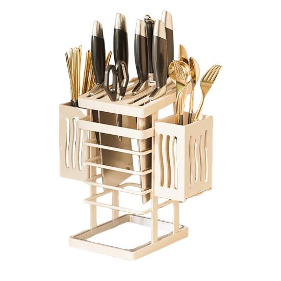 Kitchen Tabletop Storage Rack Knife Holder Large Capacity Multipurpose Waterproof Hollow Storage Rack Kitchen Utensil Organizer