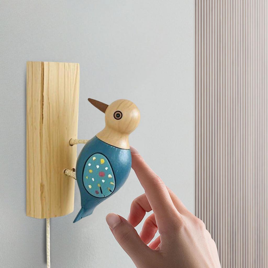 Niedliche Specht-Türklingel mit Zugband, Liebliche Vogel-Türklingel, Handgefertigtes Holz-Klangspiel in Vogelform für Zuhause, Schule, Anwesen