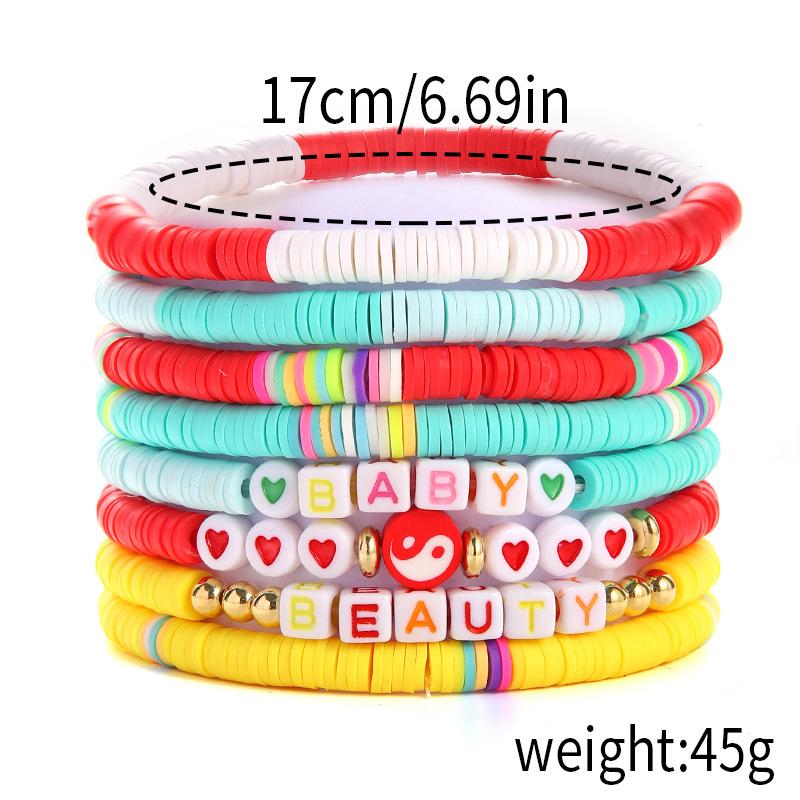 Valentine's Day Bracelet Love Soft Pottery Flower Letter Beaded Bracelet Bracelet Jewelry Set