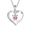925 Sterling Silver Exquisite Fashion Heart Zircon Pendant Necklace Birthday Anniversary Party Gift