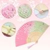 [boshiho] Stylish Japanese-style bamboo fan for men and women, made of silk, featuring beautiful floral, butterfly, and cherry blossom patterns.