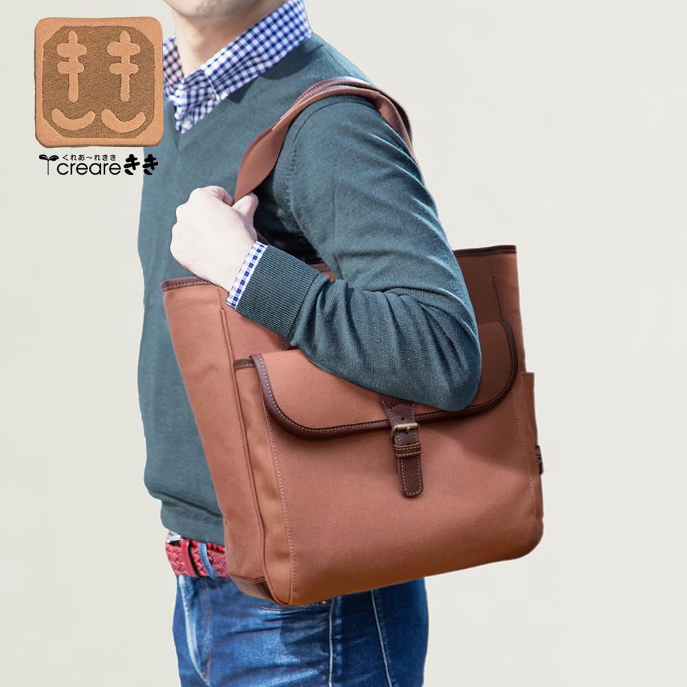 Casual Lightweight Tote A4 Shoulder Made In Traditional Japanese Persimmon Canvas Multiple Toyooka Perfect Gift for Birthday [creare Kiki] Men's Bag,