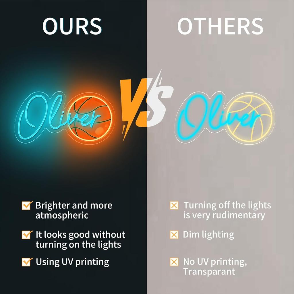 Custom Neon Name Signs Personalized Basketball Neon Sign for Wall Decor Sport Neon Light Up Sign for Bedroom Playroom Party Man Cave Home Decor