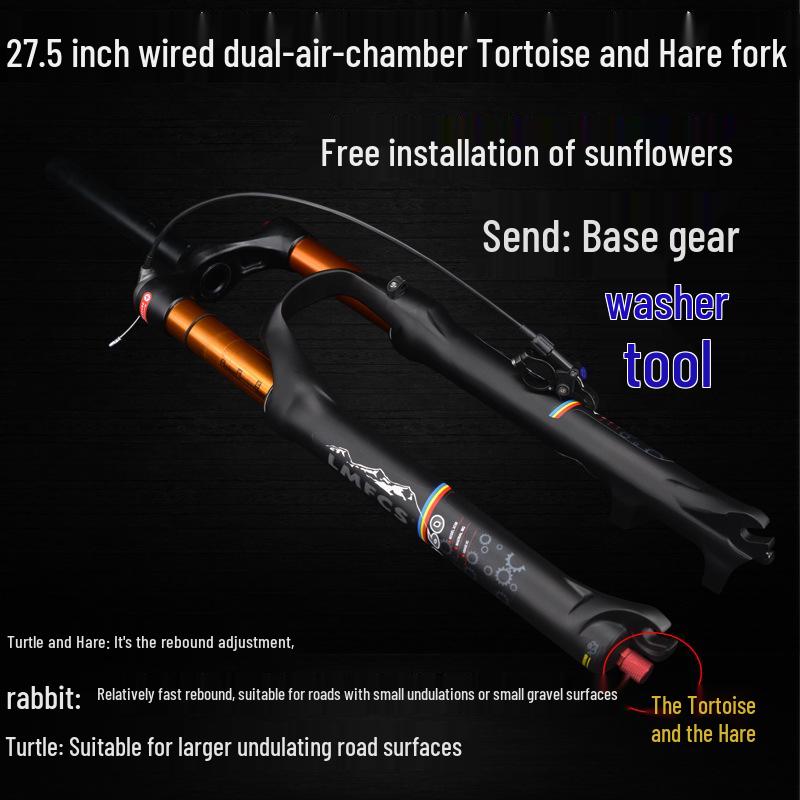Dual Air Chamber Mountain Bike Fork - 26/27.5/29 Inch, Adjustable Damping, Magnesium Alloy