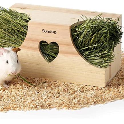 Wood Hay Feeder for Guinea Pigs,Rabbit Hay Box Holder Large Hay Dispenser Hanging Standing for Cage светло-желтого