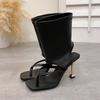 Summer Square Toe Heeled Sandals Feminine 2025 New Plus Size Clip-toe Stiletto Sandals