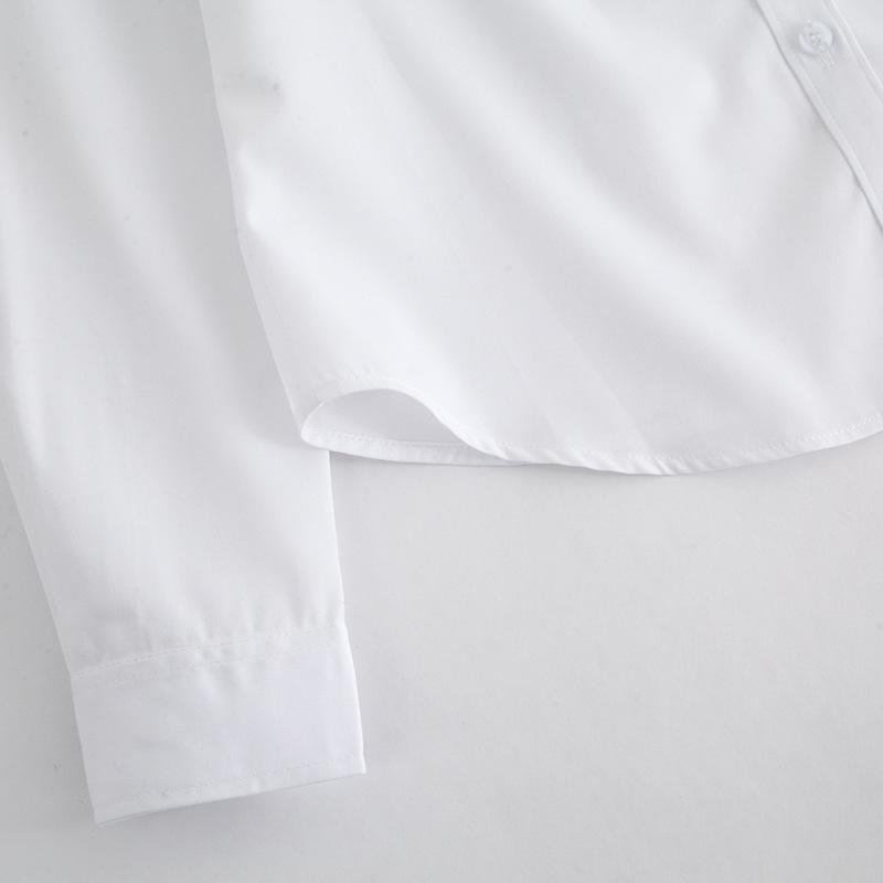 Summer Women's Solid Color Long Sleeved Shirt Women's Loose Short Sleeved  with Pocket Shirt