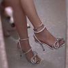 Rimocy High Heels Silver Crystal Sandals Women Stiletto Heeled Ankle Strap Gladiator Shoes Woman Summer 2025 Pvc Sandalias Mujer