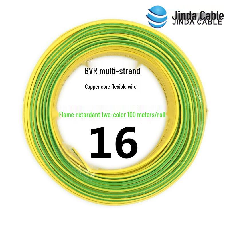 Jinda BVR Flame Retardant Single Core Multi-Strand Copper Wire 10/16/25mm² - Home & Industrial Use.