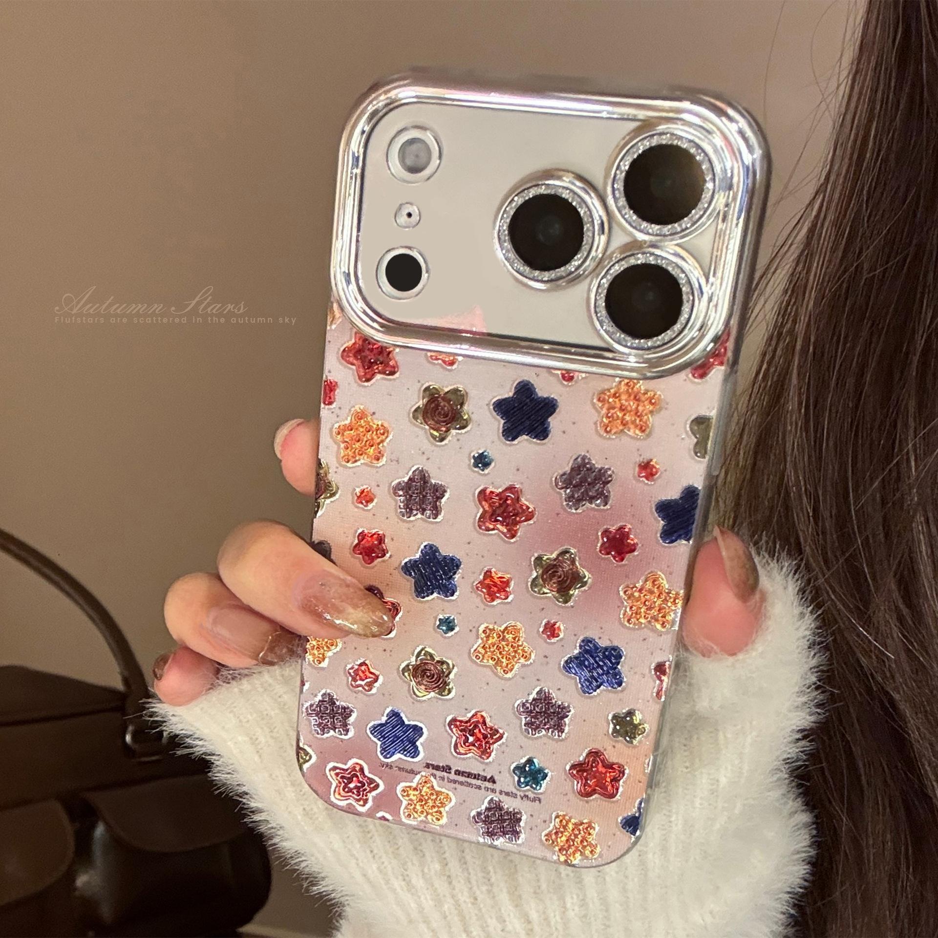 

Клетка, точки и звезды подходят для чехла для мобильного телефона iPhone17promax 15 Блестящий 13 Apple Высококачественный чехол для мобильного телефона iphone 17pro max