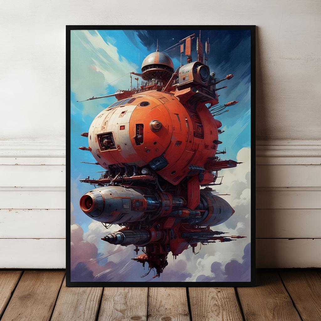 Plakat statek kosmiczny fantazy