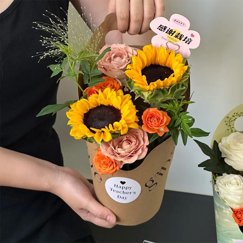 5 Piezas Caja de Flores Impermeable Bolso para Ramo Grueso Caja de Embalaje para Flores Bolso de Papel Kraft Resistente a los Arañazos Para Fiesta Festival