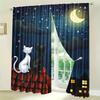 2 Pieces of Cat and Full Moon and Star Printed Curtains On the Roof   Pole Bag Curtains   Home Decoration   Room Decoration