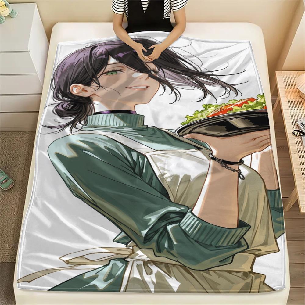 Chainsaw Man Portable Flannel Blanket with Print Warm Comfortable Bedding Throw for Sofas Chairs Picnic and Travel Use -xia06