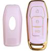 for Ford Key Fob Cover with Keychain Fit for Ford Explorer 2016 2017 Smart Key Shell (Pink)