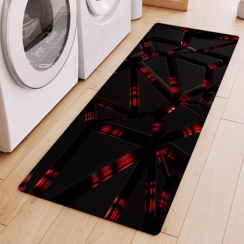 Cyber Sci-Fi Runner Rug Geometry Neon Punk Style Futuristic Home Decor Carpet Soft Non-Slip Floormat for Hallway Kitchen
