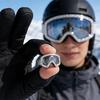 Skibrillenring mit funkelnden Strasssteinen, 3D-Wintersport-Motiv, Schmuckaccessoire für Wintermäntel, Geschenk für Skibegeisterte