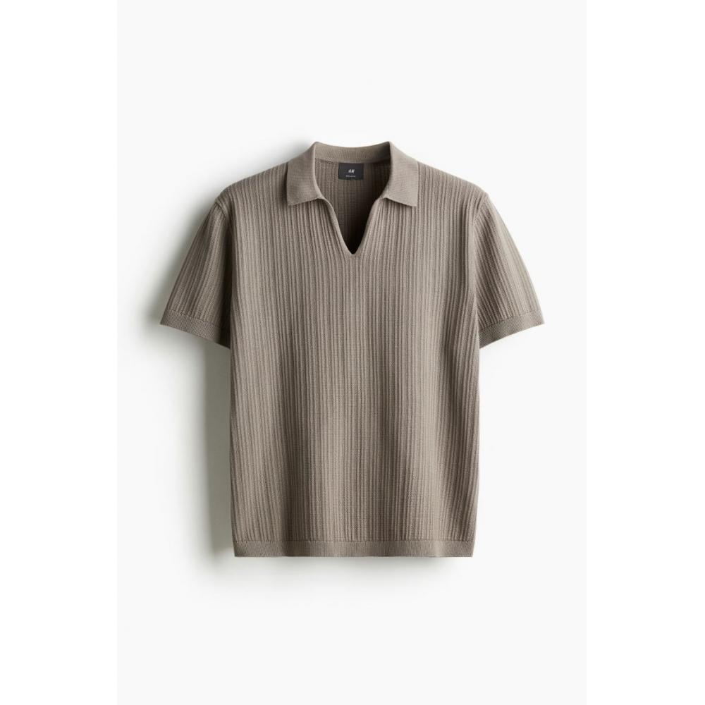 

Рубашка поло в рубчик HM Regular Fit, серая