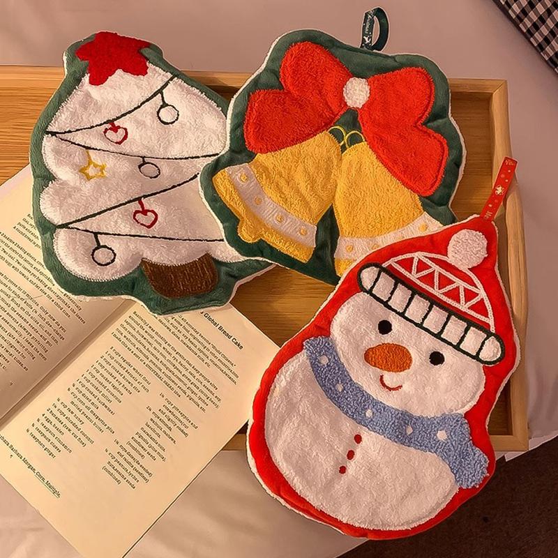 Christmas Decoration 2026 Coral Fleece Hand Towel Christmas Gift Cartoon Kitchen Cloth Children's Christmas Towels