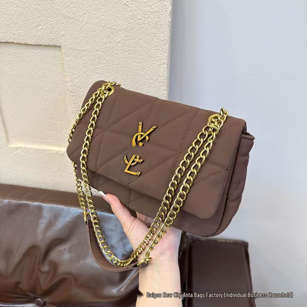 2025 Autumn/Winter Women's Colorblock Chain Bag - Versatile & Stylish Shoulder/Crossbody Handbag