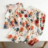 Toddler Girls Fashion Sleeveless 3D Flower Wide Leg Pants Set Casual Summer Two Piece Outfit For Little Kids
