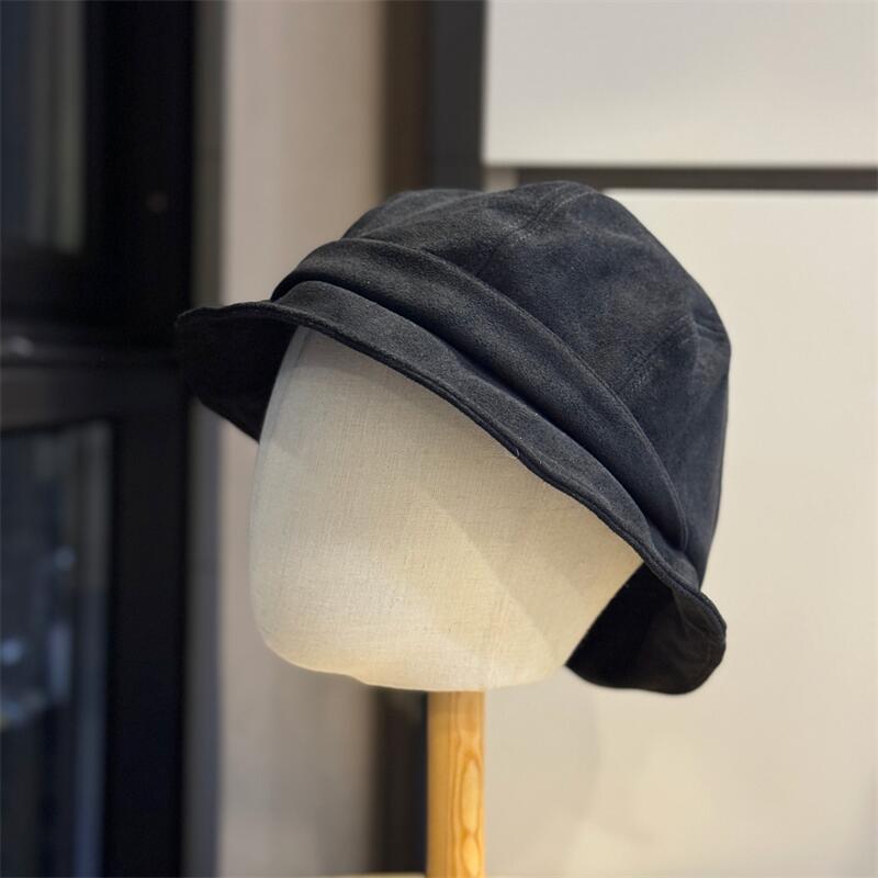 Simple Wind Cotton and Linen Pleated Bucket Hat Women's Spring and Summer Thin Versatile High Sense Literary Newsboy Painter Hat