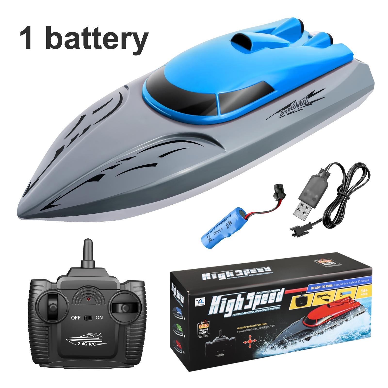 

2.4G RC Лодка Высокая скорость 20 км/ч Пульт дистанционного управления SpeedBoat RC Корабль Игрушки для защиты от столкновений синий