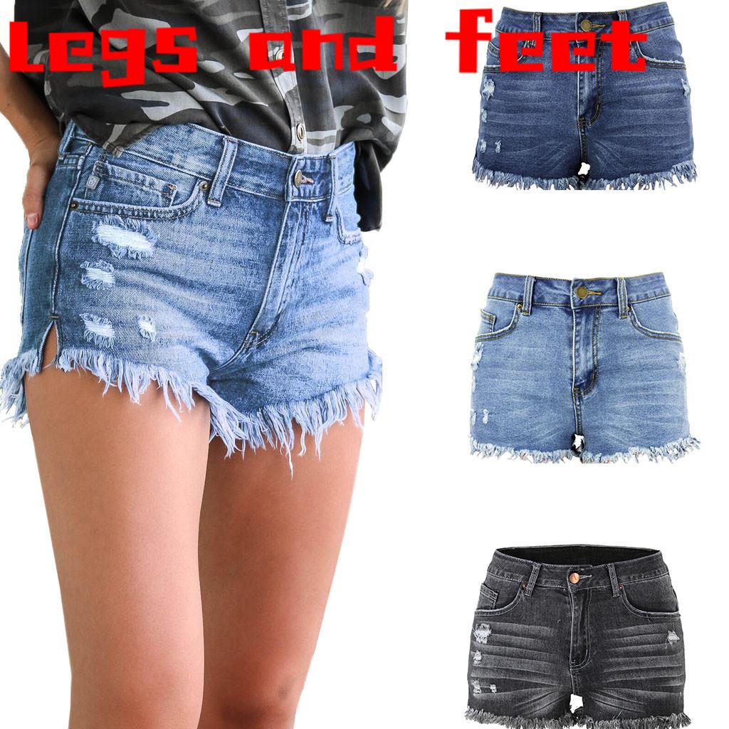 Women's Summer Mid Rise Shorts Frayed 