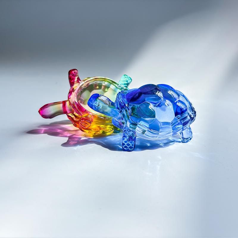 1Pc Glass Simulation Small Turtle Ornaments Glass Golden Turtle Home Fish Tank Landscaping Auspicious Decorations