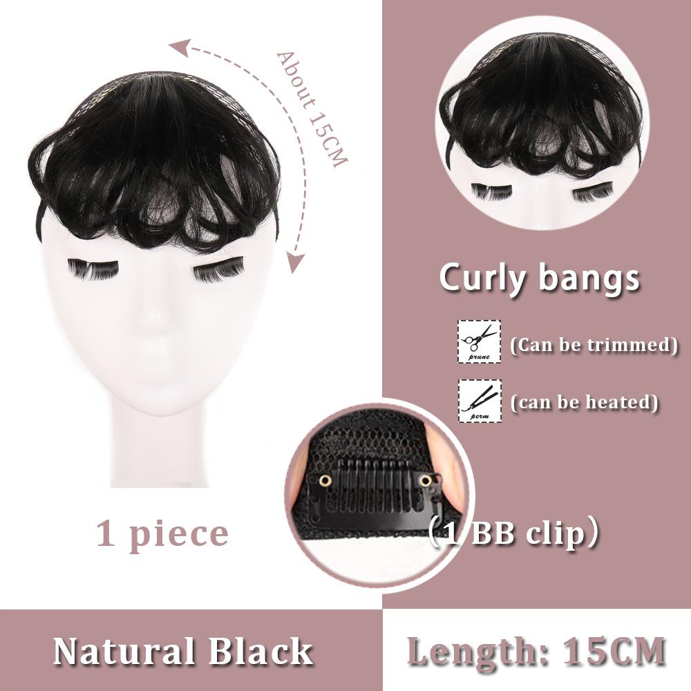 Black Brown Bangs Wig Hair Extension Synthetic Wig Women Clip Style Bangs
