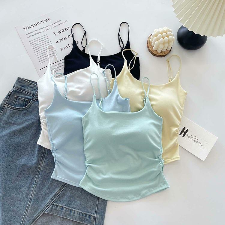 Sweet & Spicy Ruffled Camisole Vest with Chest Pads - Women's Slimming Top with Beautiful Back Design