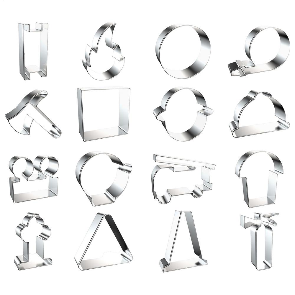 Cookie Cutter Shapes Stainless Steel Fondant Mold Fire Fighting Equipment Cookie Cutter Set Of 16 For Kids Adults Wedding