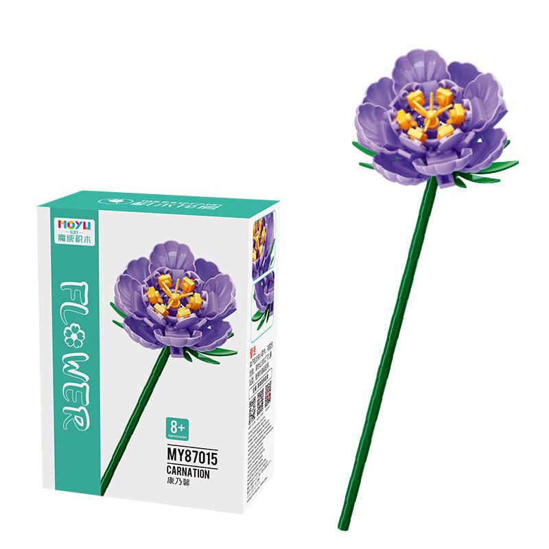 Assembling Children Puzzle Building Blocks Flower Rose Lily Bouquet Model Toy