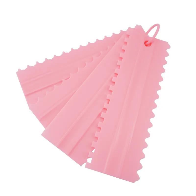 New 4pcsset Comb Cake Scraper Pattern Cream Scraperdiy Baking Tools Plastic Cream Scraper Set Baking Accessories