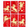 Pack of 6 Vietnamese Lunar New Year Red Envelopes With Festive Horse Design and Matte Finish for 2026 Celebrations