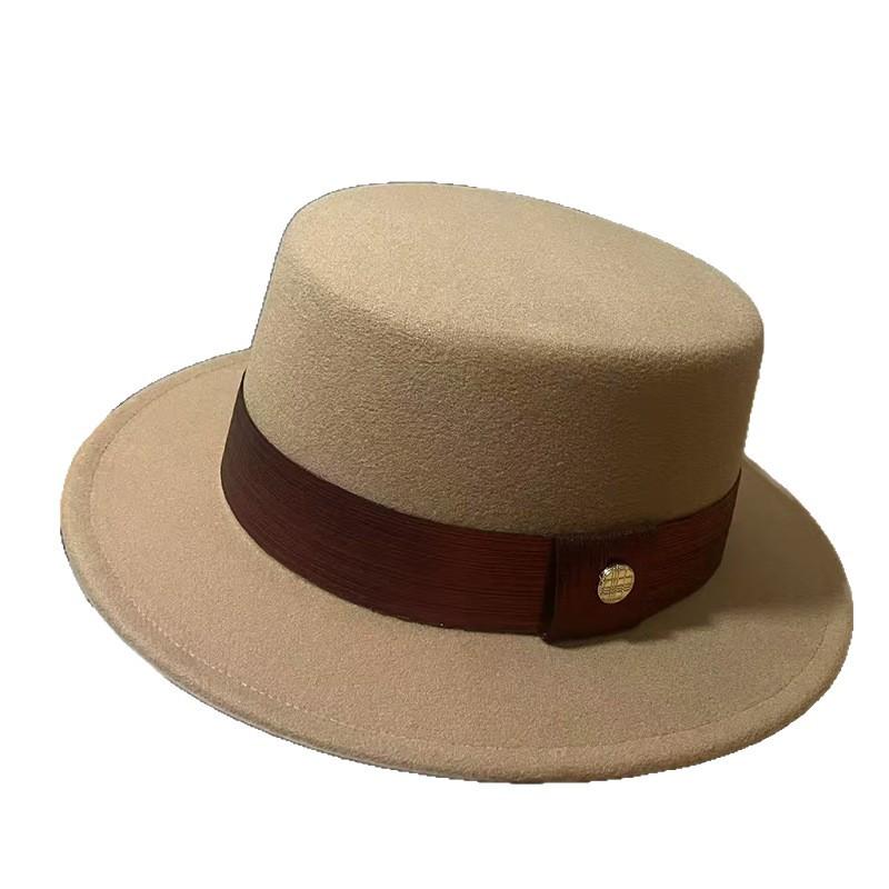 Autumn and Winter High-end New Women's Imitation Wool Top Hat Small Round Hat Fashion Top Hat Felt Hat French Flat Hat