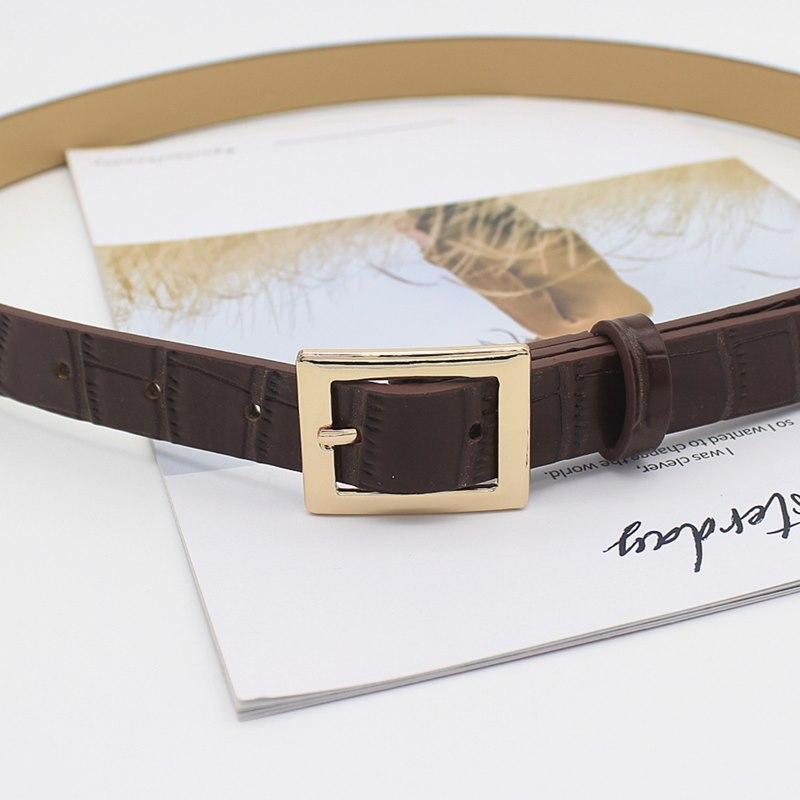 Retro Glossy Crocodile Pattern Belt Women'S Jeans Thin Square Buckle Decorative Belt Women