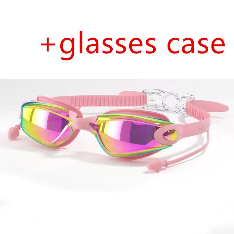 Professionelle Anti-Beschlag-Schwimmbrille für Erwachsene mit Ohrstöpseln Herren Damen Schwimmen Auslaufsicher Verstellbar UV-Schutz Brille