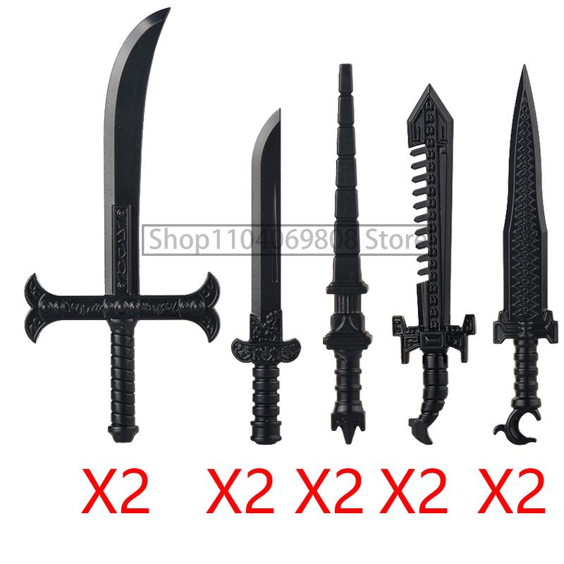 MOC Military Building Blocks Medieval Soldiers Knight Figures Weapons Accessories Witc Hat Helmet Shield Spear DIY Brick Toy T10