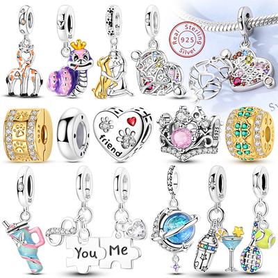 Copper Charm Shining Crown Cute Claw Rubik'S Cube Charm Bead Pendant Fit Original Bracelets Fine Diy Women Jewelry