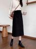 Women's High Waist Wool A-line Skirt: Slimming, Versatile, Black, Slit, Hip-Covering, Autumn/Winter 2025.