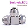 T-shaped Quick-Connect Pneumatic Fitting for High-Pressure Air Hoses, Nickel-Plated, Available in 4-12mm.