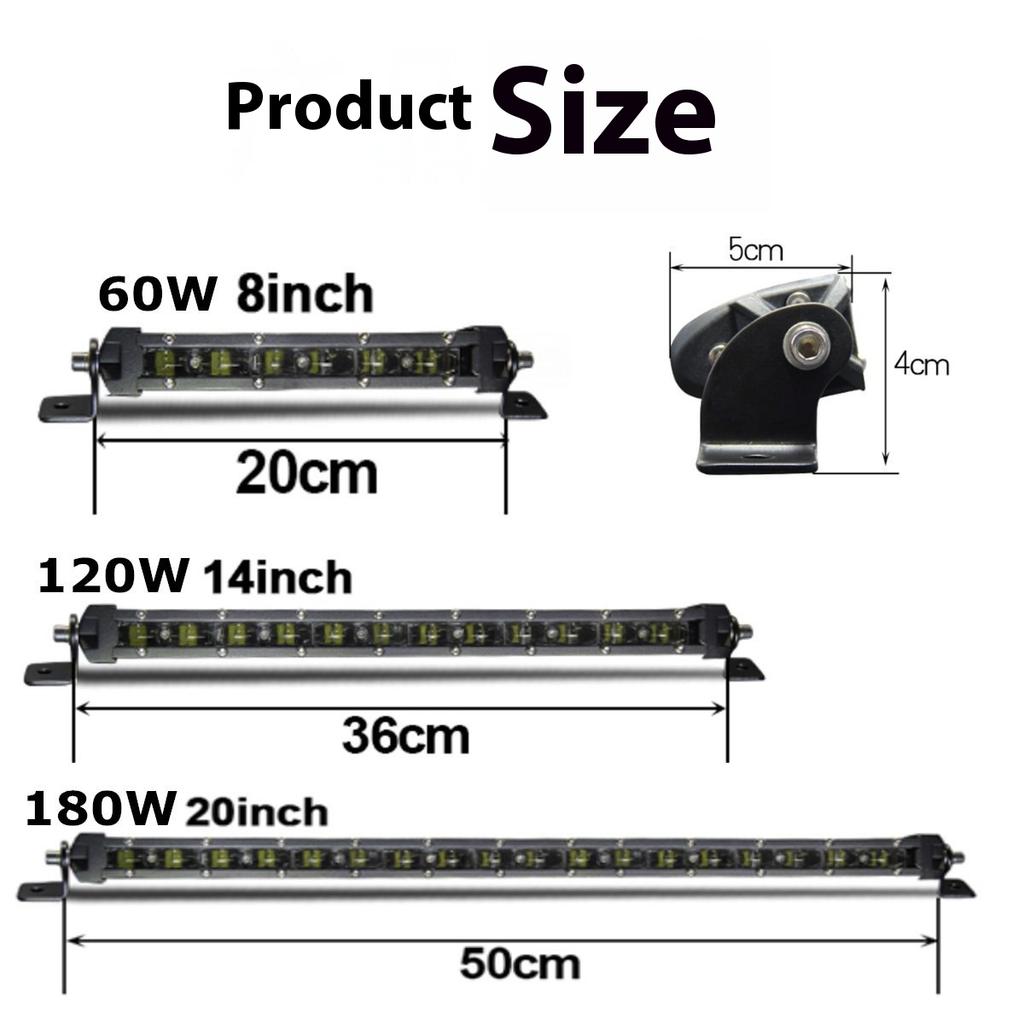 LED Ultra-thin Single-row Strip Light 6D Lens Off-road Front Bar Middle Net Auxiliary Lighting, Car Modification Spotlight