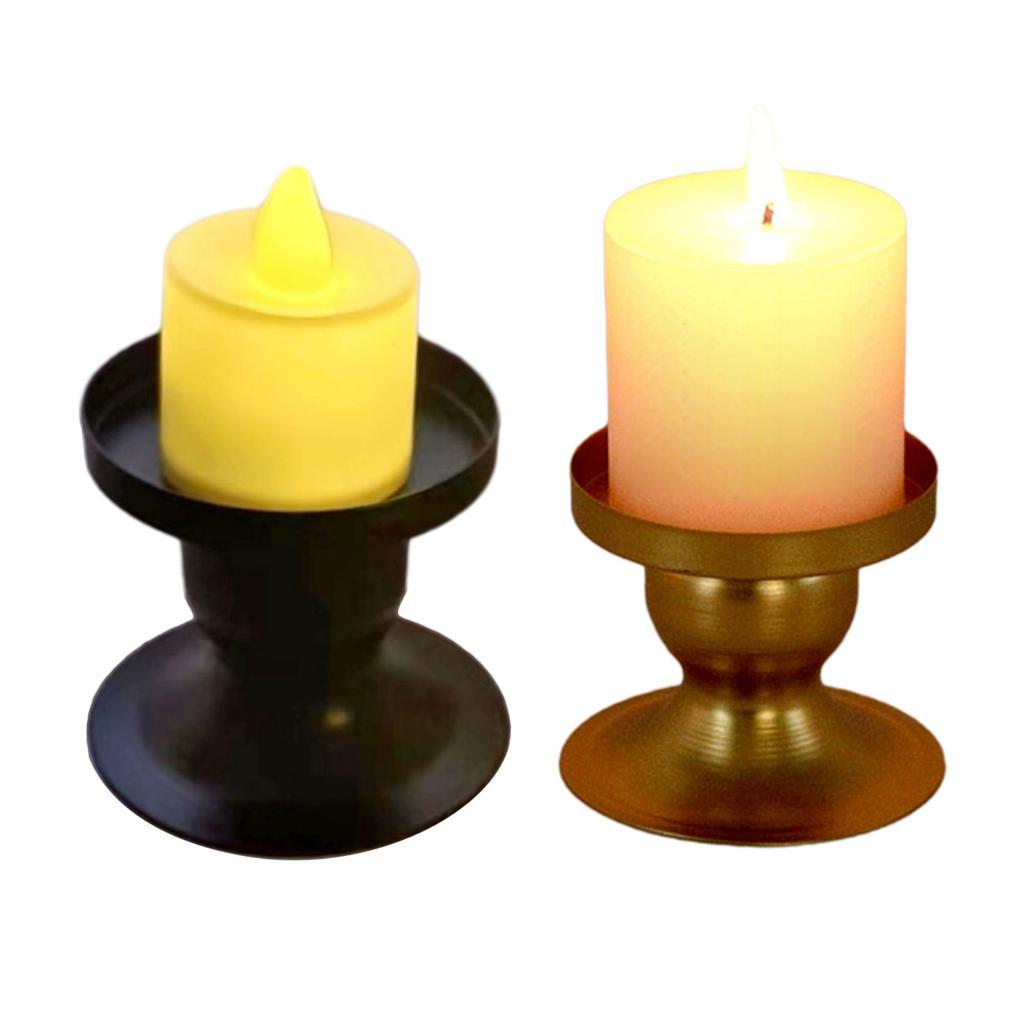Practical Black/Gold Iron Candlestick Pillar Candle Candlestick Holder Decorative Round Candle Stand Home Decorations