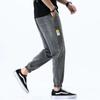 Summer Hong Kong style jeans men's loose tied feet Harlan nine-point pants trendy brand thin casual pants micro-elastic